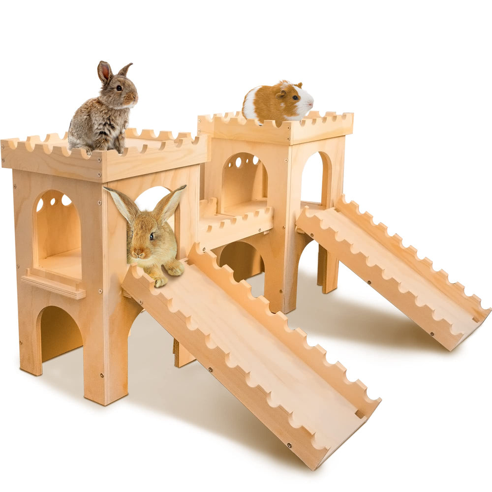NICERINC PET castillo para conejos, vista frontal, refugio amplio para jugar y descansar