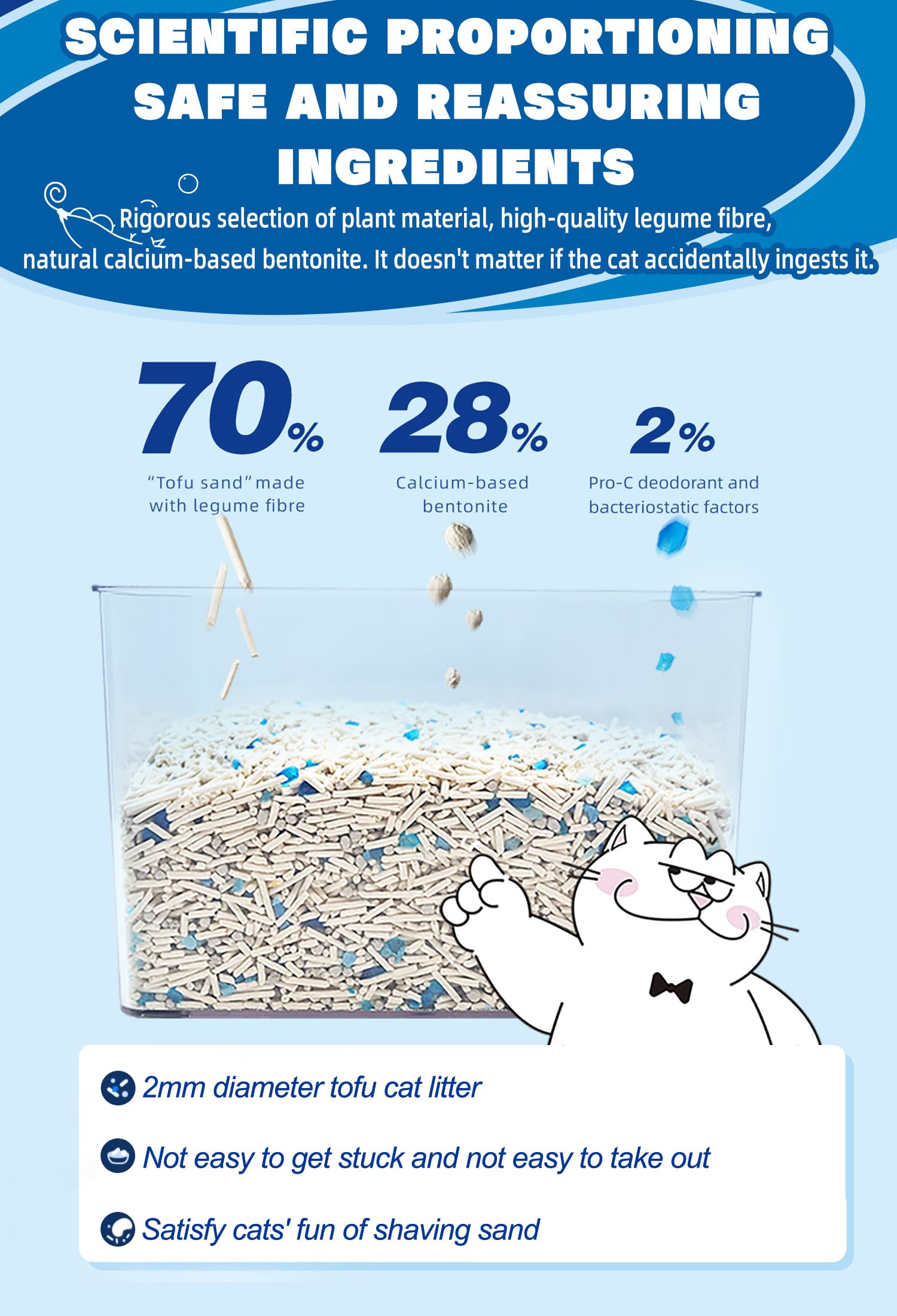 NIKORO Tofu Cat Litter, sin polvo para respiración suave.