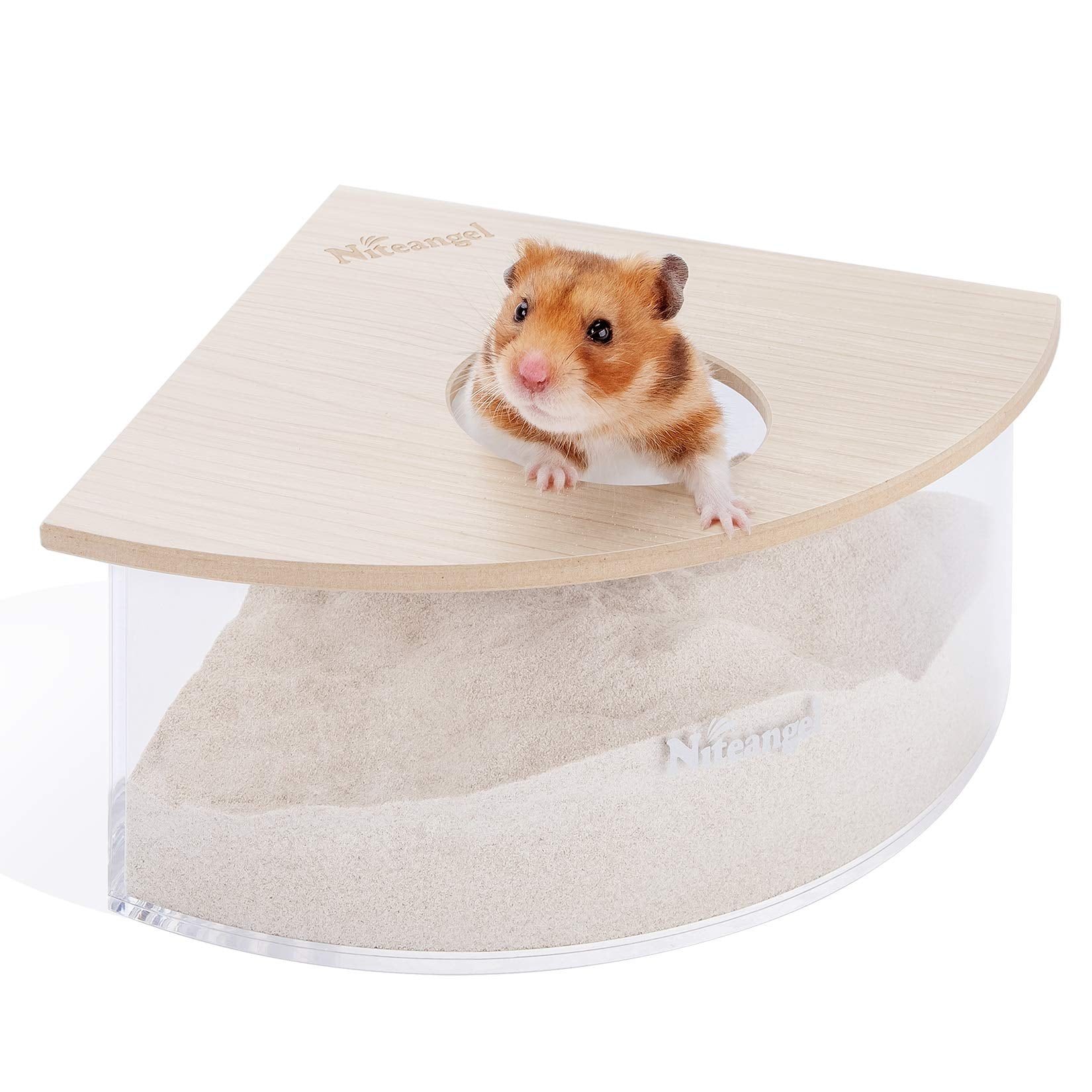 Caja de baño triangular Burlywood de Niteangel para hámsters, facilita colocar en la esquina