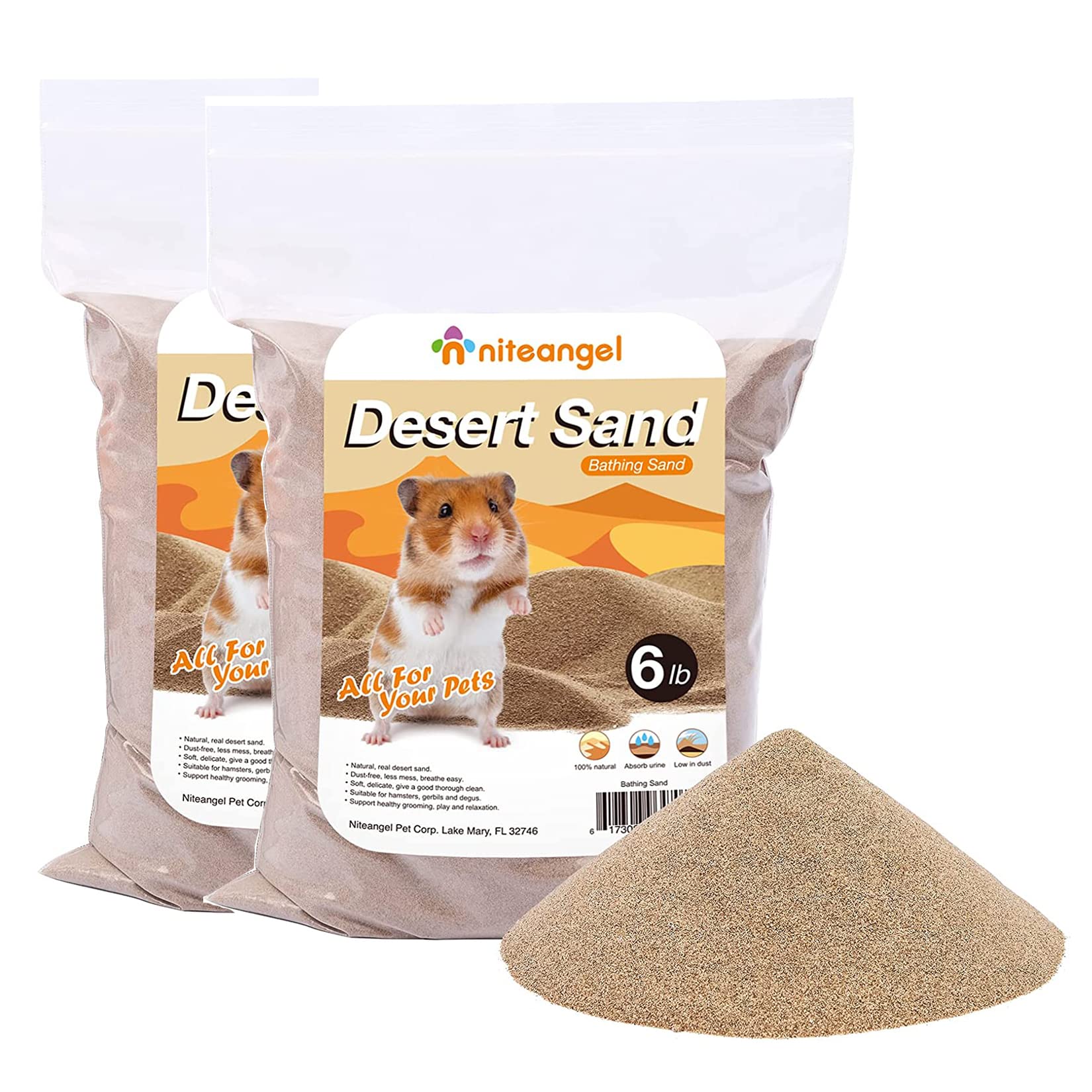Niteangel arena desertica para hamster: baño natural sin polvo para higiene y relajación diaria