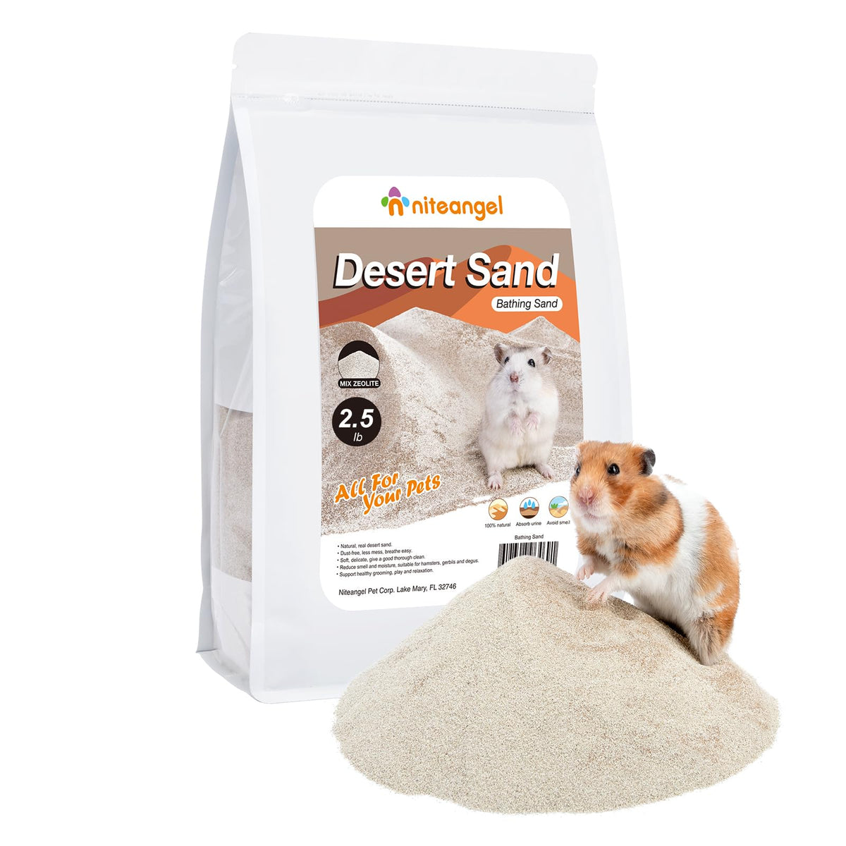 Niteangel Arena para hámster: baño desértico suave que cuida el pelaje.