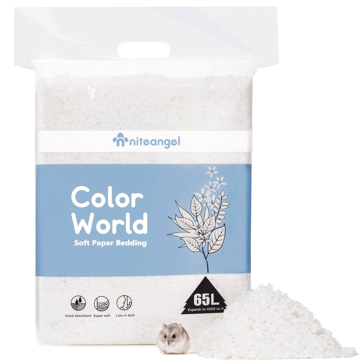 Niteangel Aspen cama de papel suave para confort y control de olores.