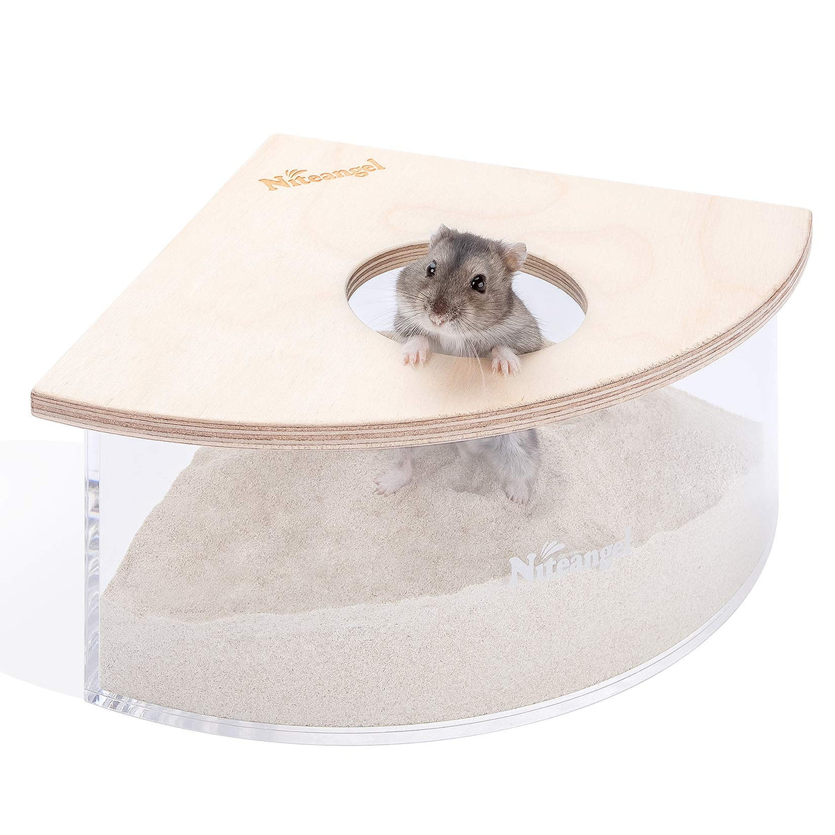 Niteangel caja de arena triangular para hámster, con tapa y vista clara