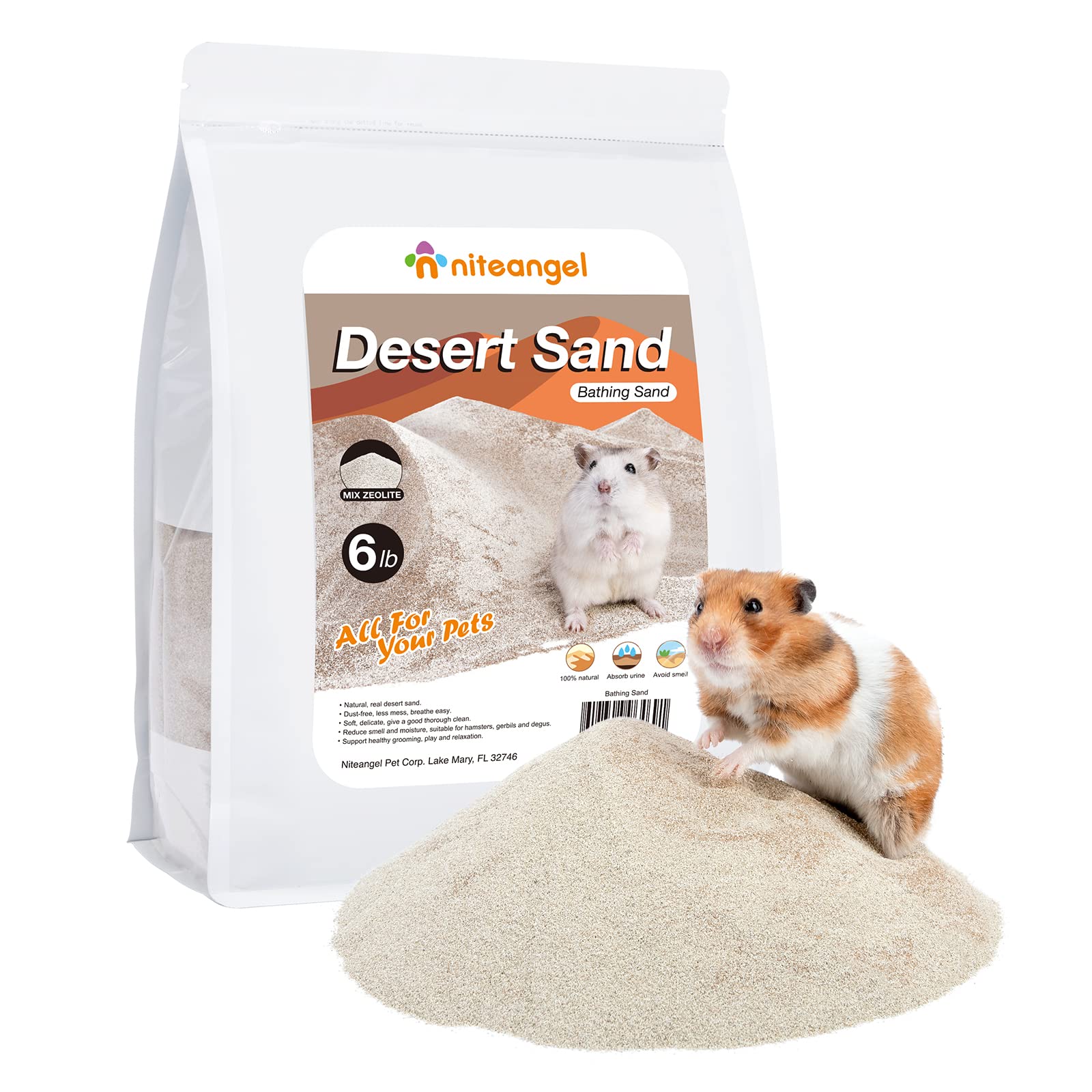 Niteangel Arena desierto para hámster en baño, limpieza y juego suave