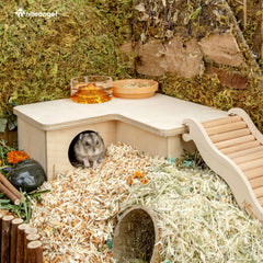 Niteangel Hamster House Maze con plataforma de techo para juego y descanso.