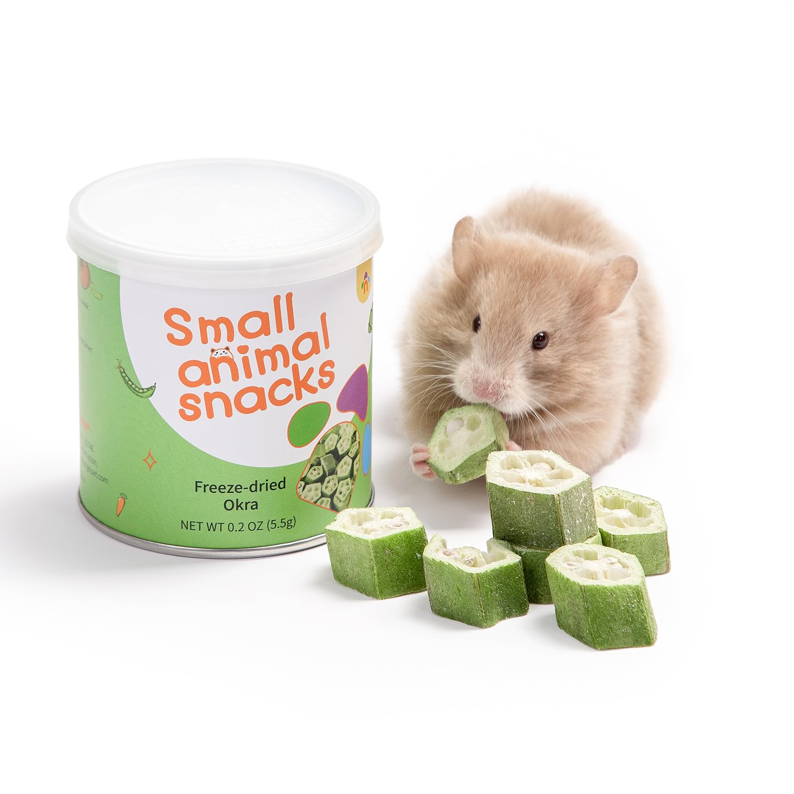 Niteangel snack de okra liofilizada en empaque, ideal para recompensar pequeñas mascotas.