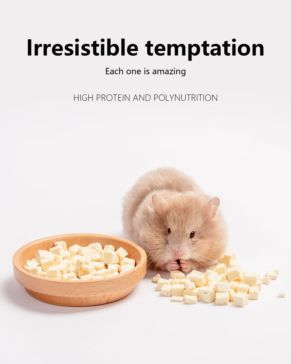 Niteangel Hamster Snack, tofu deshidratado 5mm, textura crujiente para masticar.