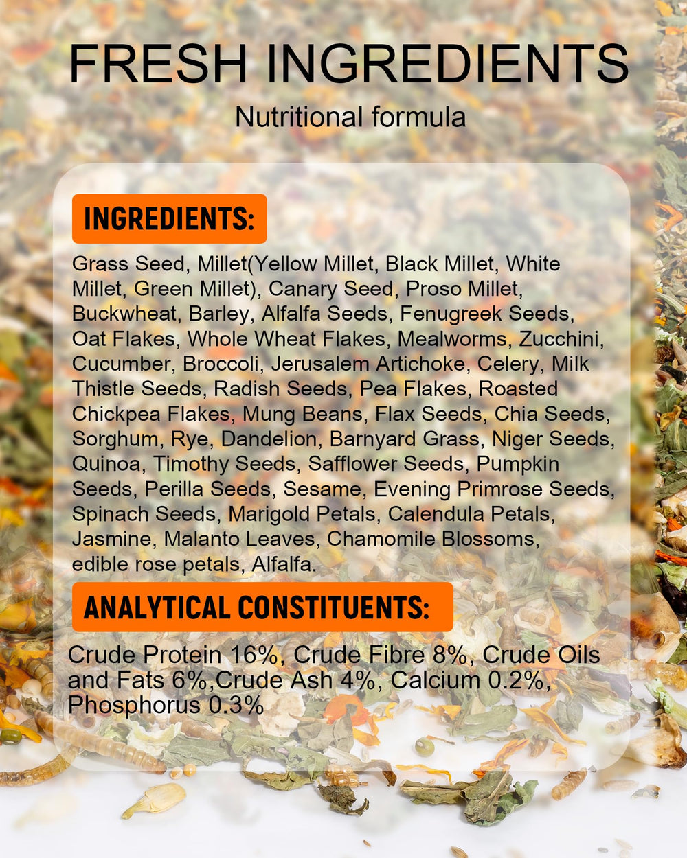 Niteangel ingredientes seleccionados para hámster enano, apoyando dieta equilibrada.