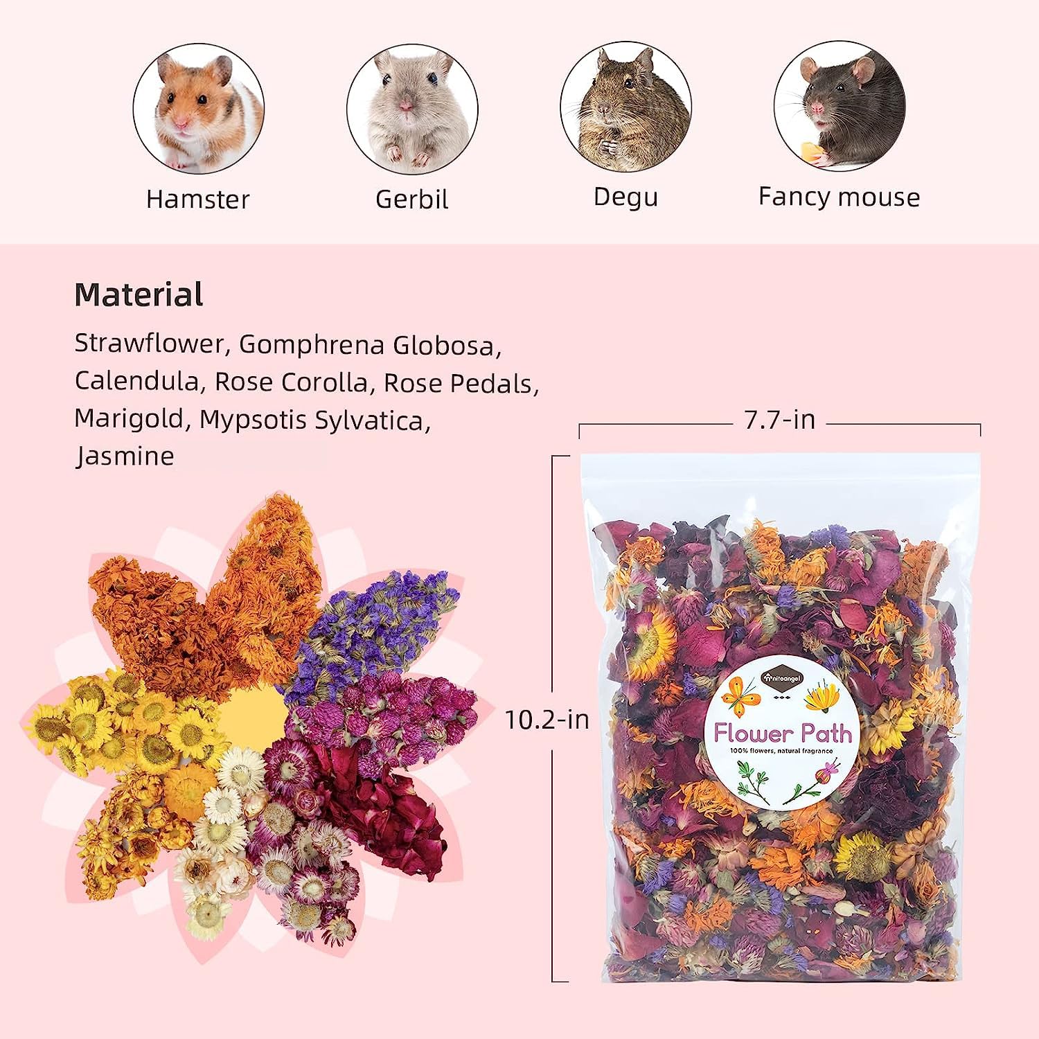 Niteangel pétalos coloridos para hamster, agrega color y estimula la curiosidad segura