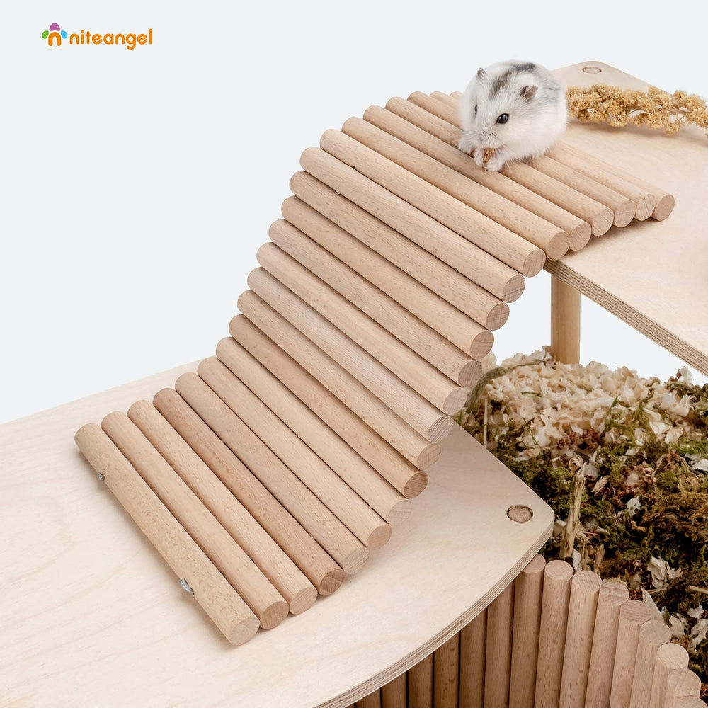Niteangel puente colgante de madera para animales: brinda exploración y juego en jaula.