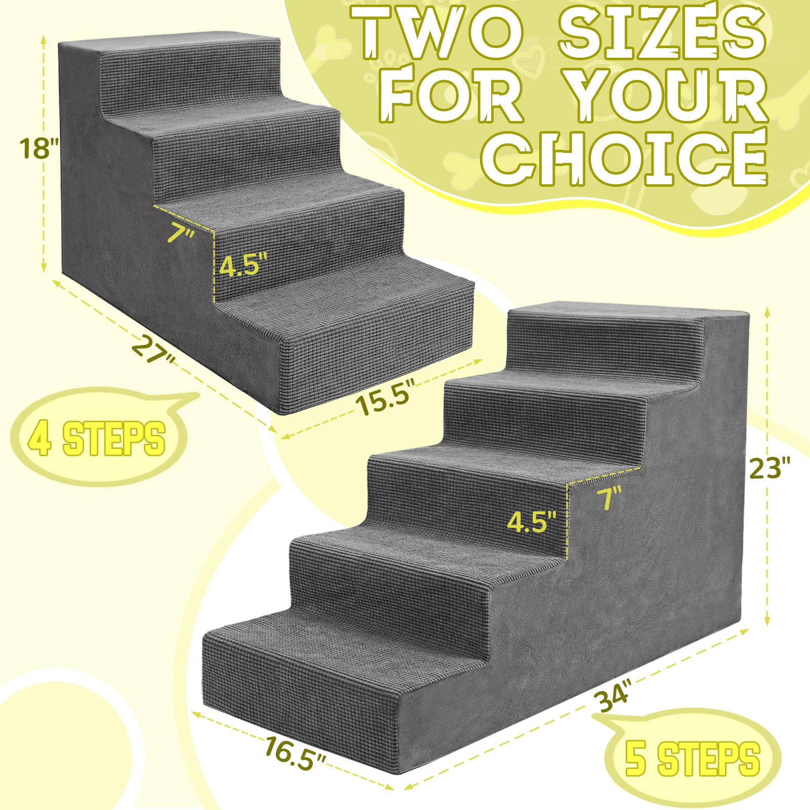 Niubya escalera para perros y gatos, altura de 23 pulgadas, ideal para camas altas.