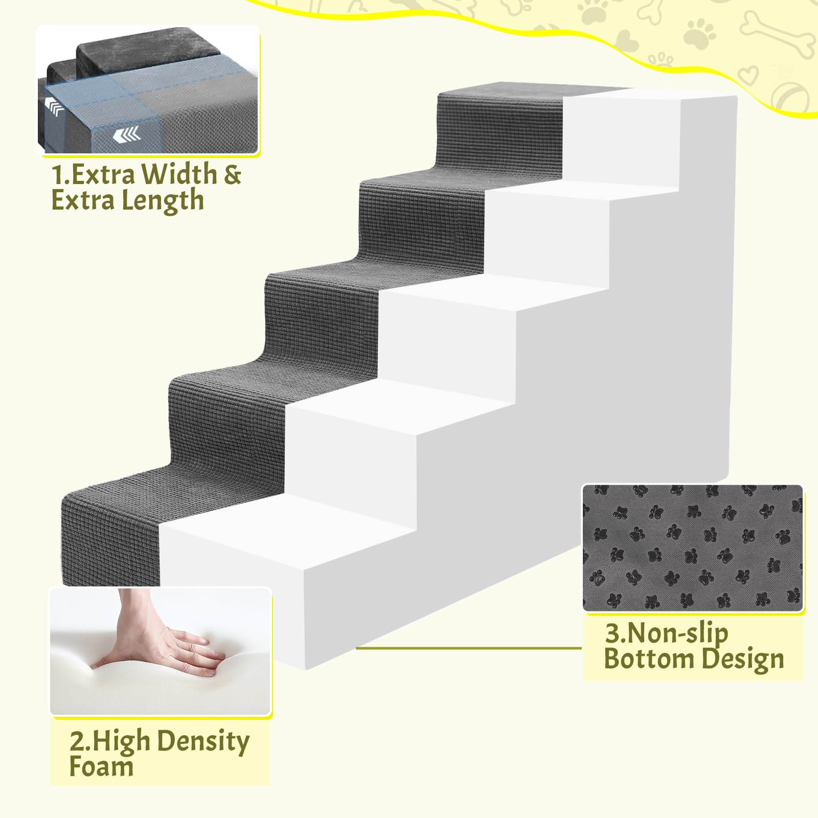 Niubya escalera, espuma de alta densidad 30D para mayor soporte.
