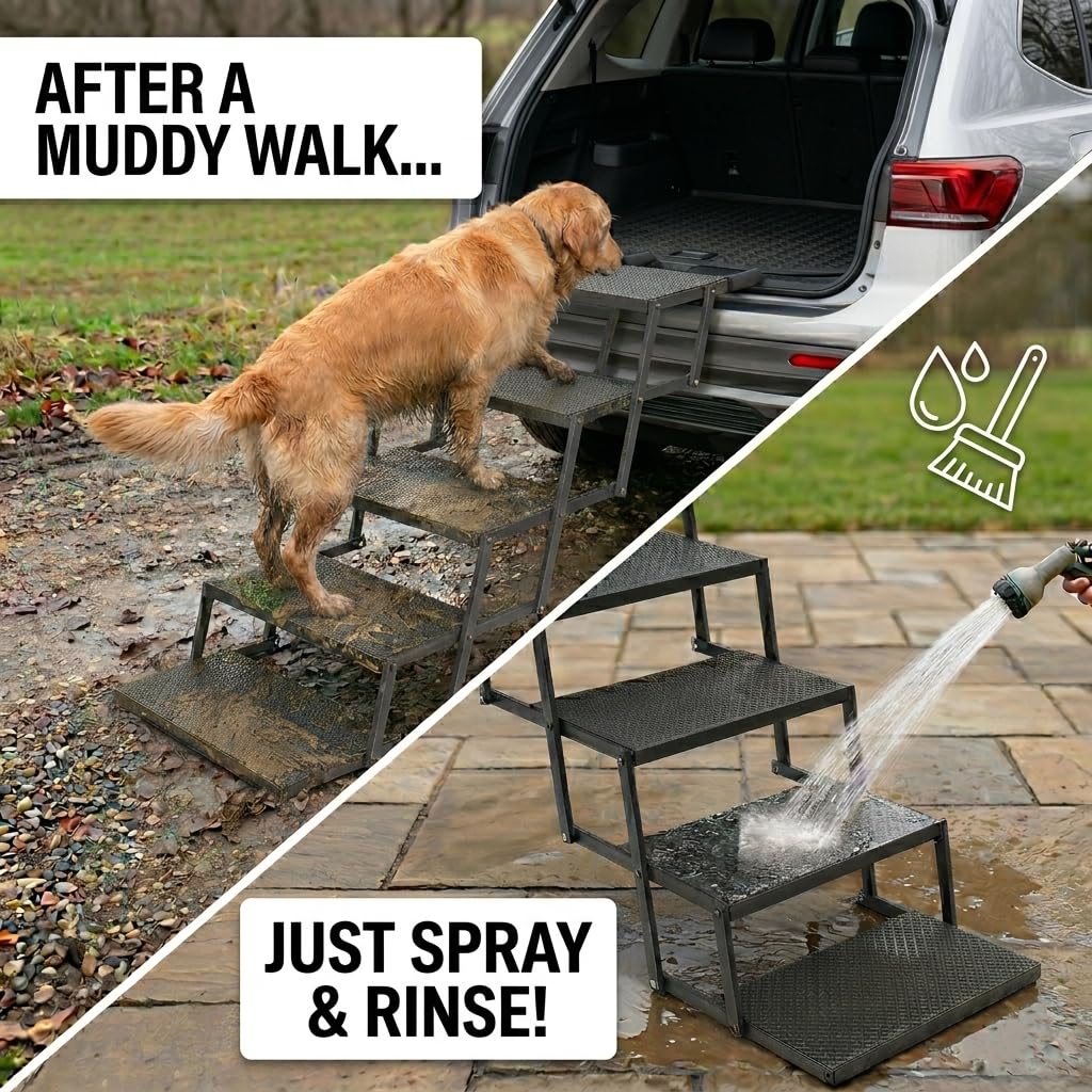 Niubya escalera para perros fácil de limpiar, ahorro de tiempo tras paseos.