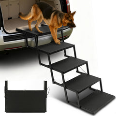 Niubya escalera para perros plegable de cinco pasos, facilita subir al coche.