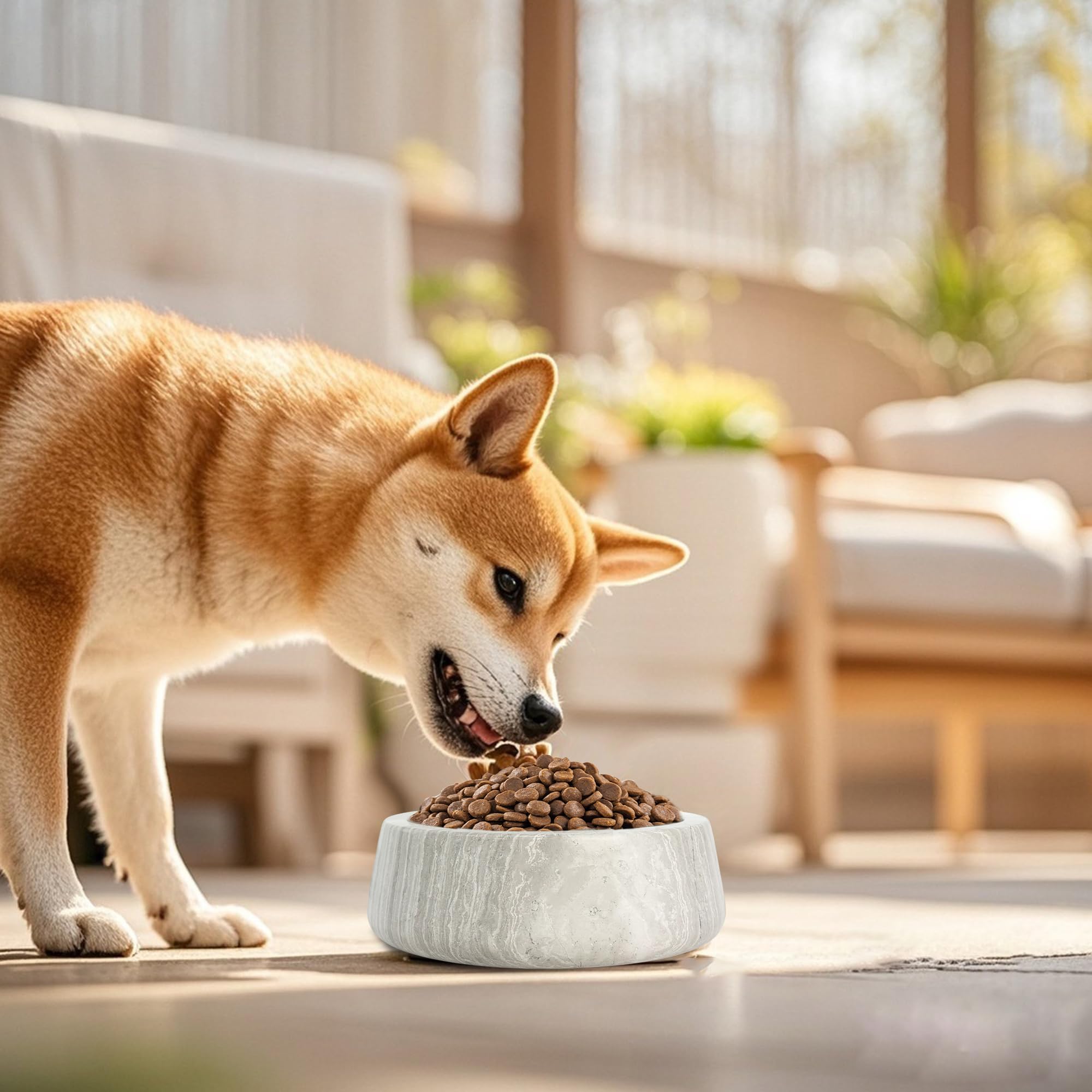 N NANSHOP plato de alimento de perro marmol facilita la limpieza diaria