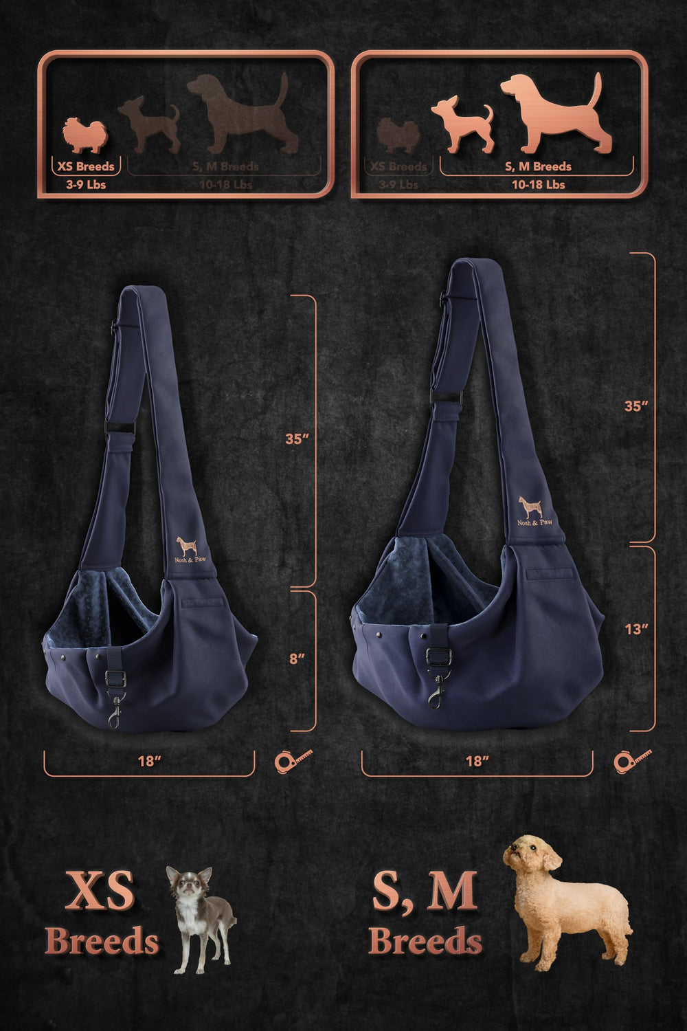 Noah & Paw portador-bandolera con forro de pelo suave.