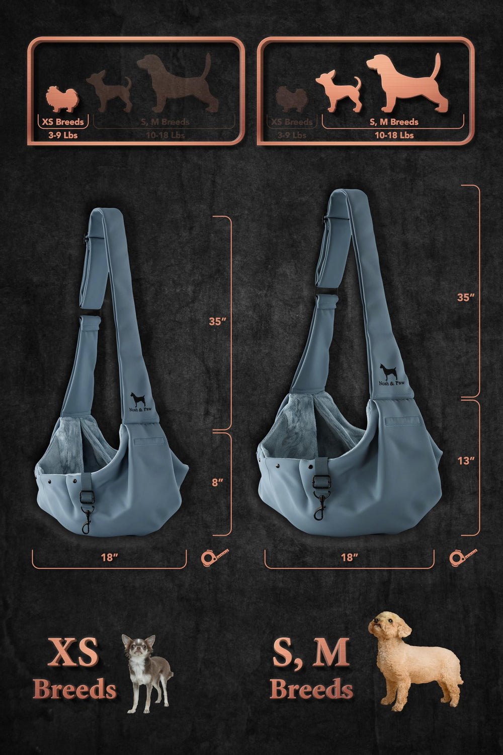 Noah & Paw Sling, cierre de seguridad doble para transporte seguro