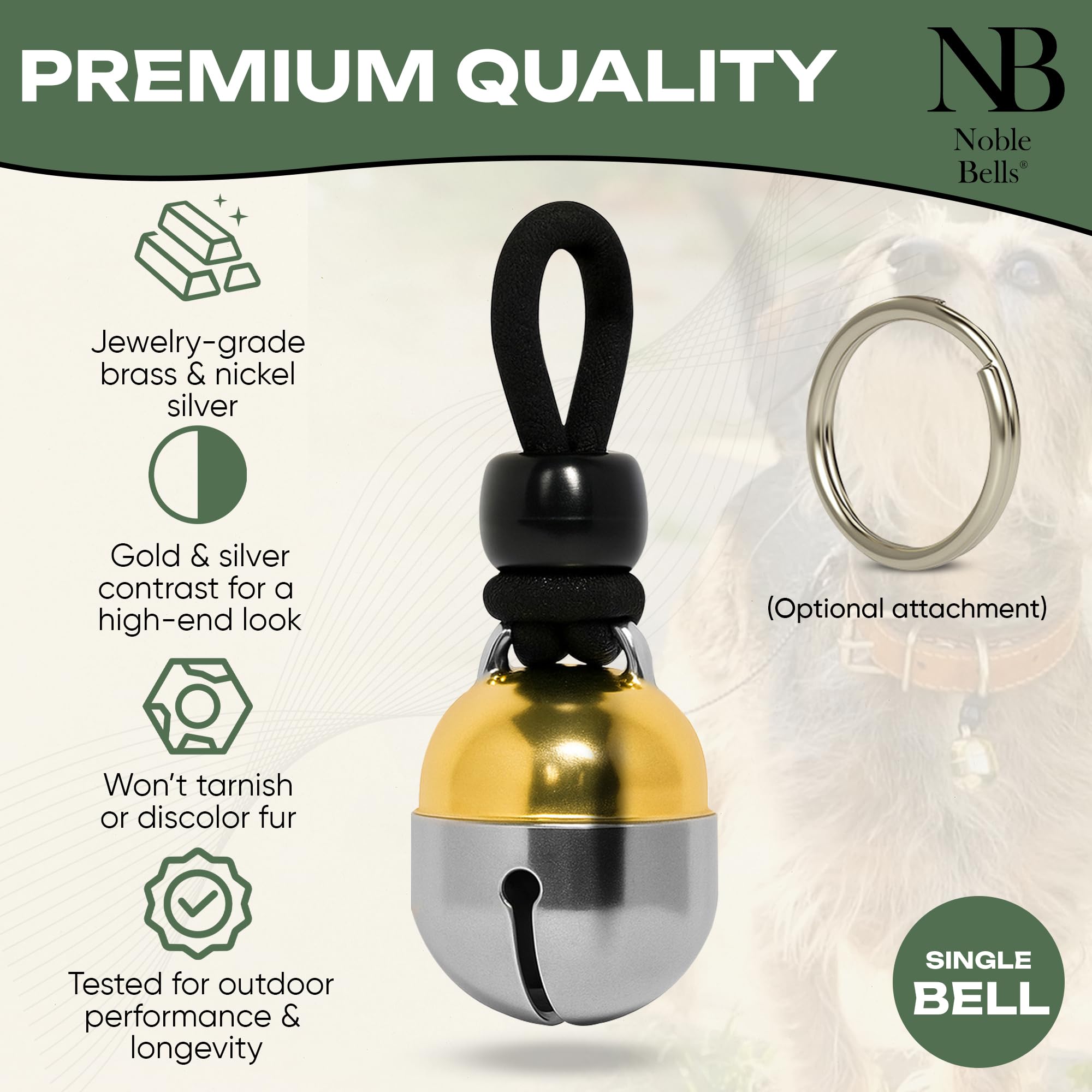 Noble Bells acabado bronce-plata-niquel, duradero para uso diario.