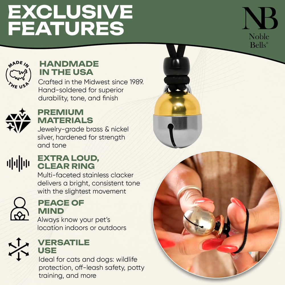 Campanilla facetada Noble Bells para collar con tono claro en paseos.
