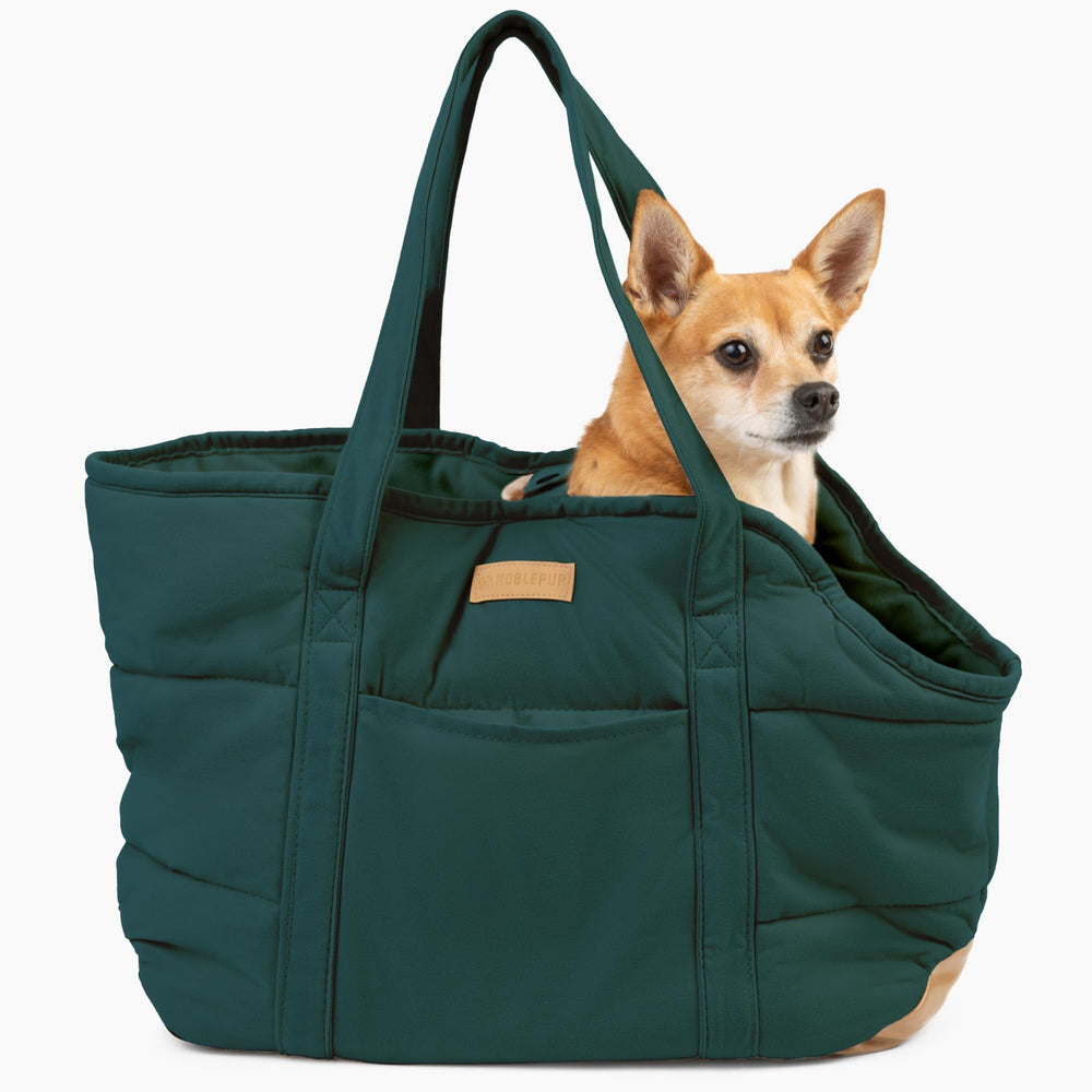 NoblePup bolso transporte perro pequeño, exterior verde, cómodo para paseos diarios.