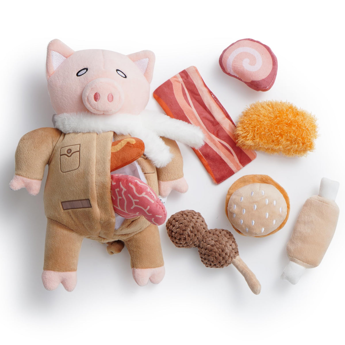 Nocciola cerdito-juguete-perro lleno para juego frontal y estimulación suave.