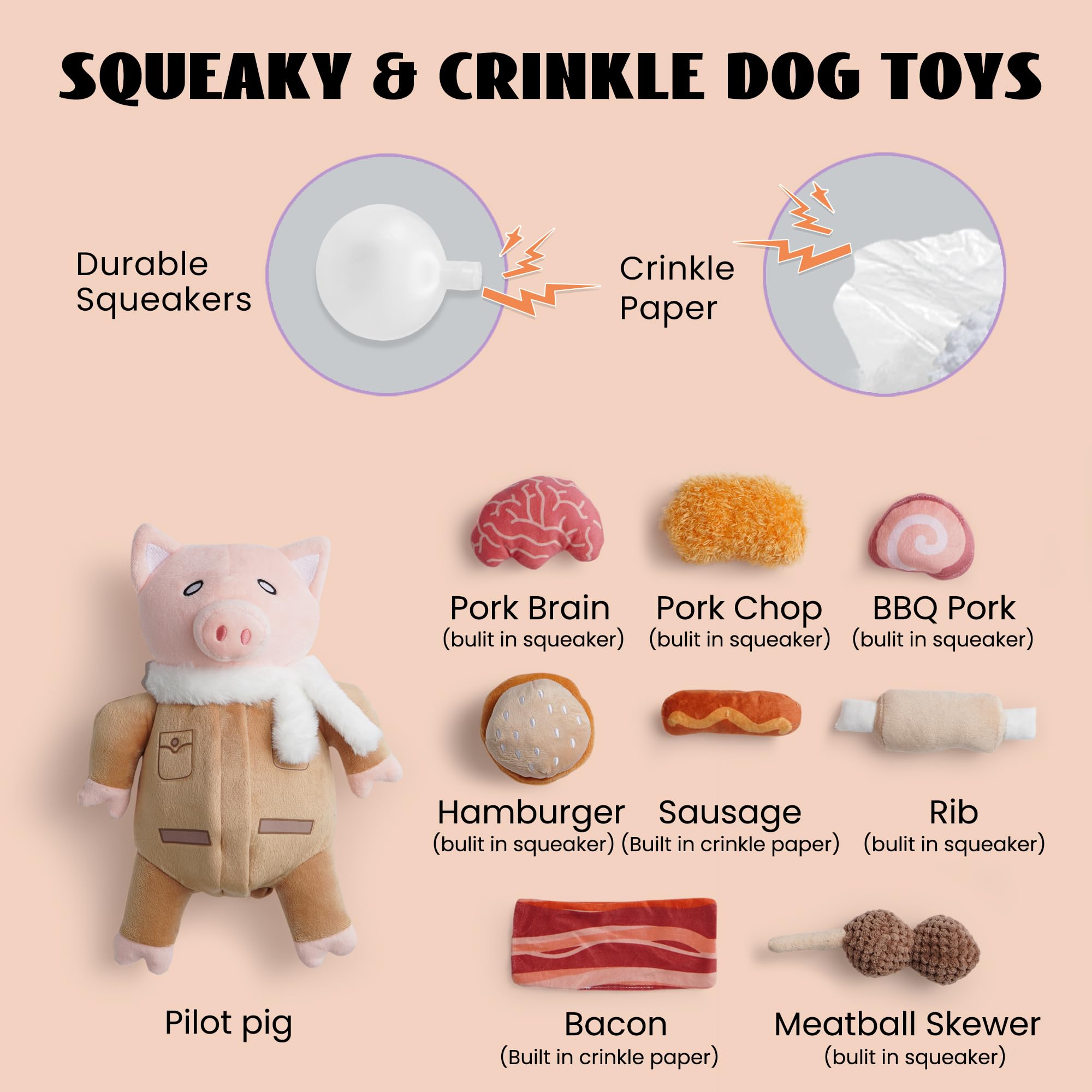 Nocciola cerdito-juguete-perro mini-juguetes internos para entrenamiento mental lúdico.
