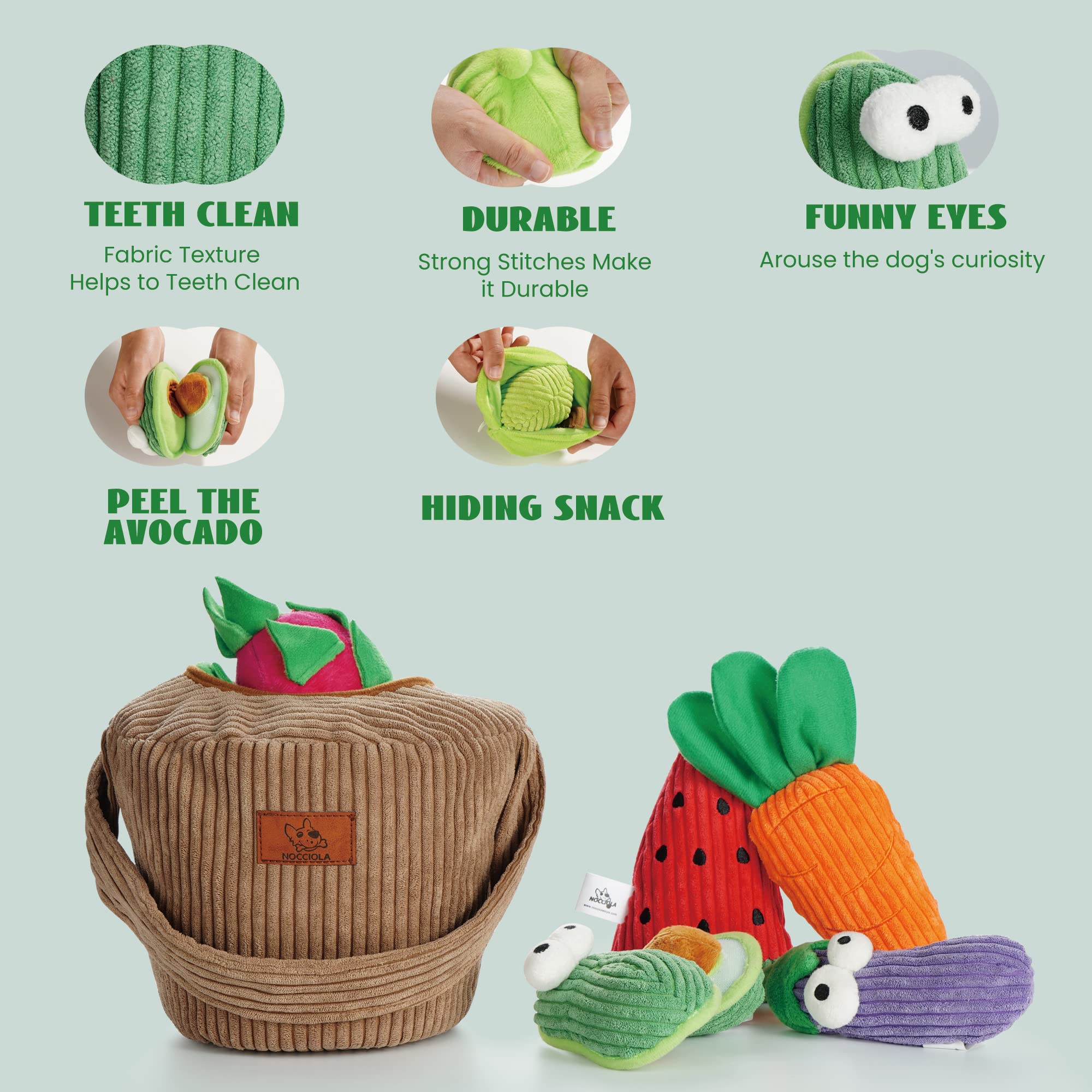 Juguete de peluche Nocciola, diseño dental suave para dientes sanos.