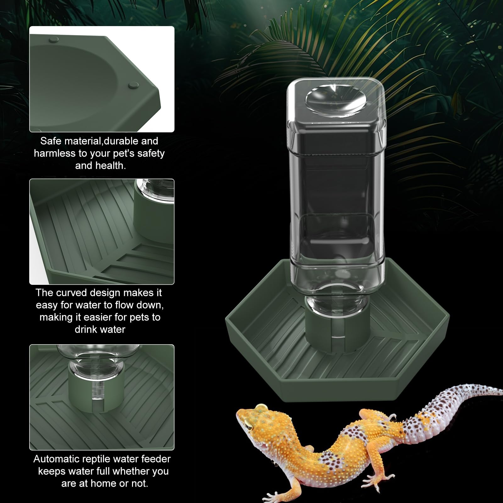 NOMOY Dispensador de agua para reptiles botella de 250 ml para rellenar menos.