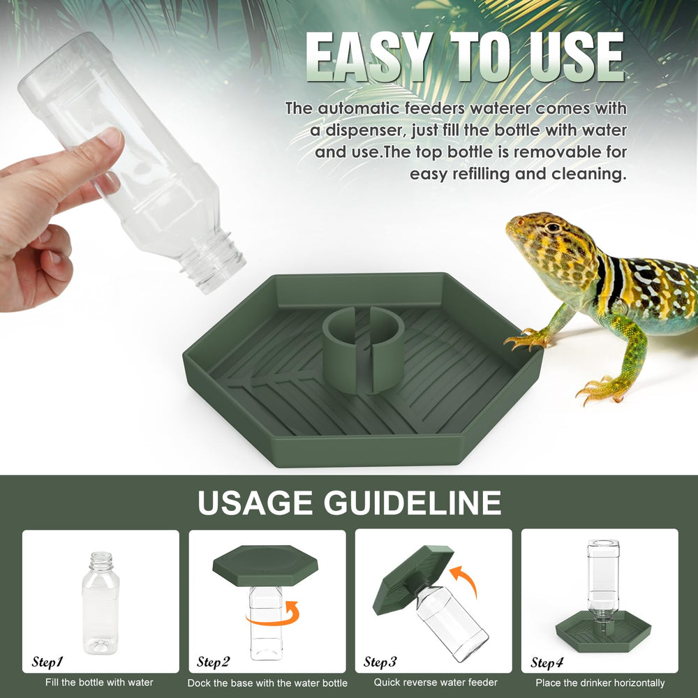 NOMOY dispensador para tortugas con cuenco de agua de uso diario.