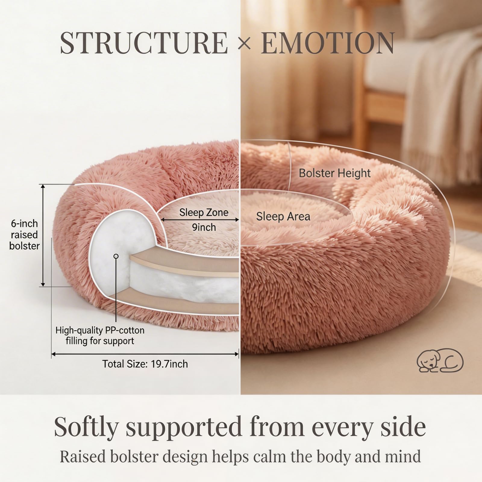 Cama donut nononfish lavable a máquina para limpieza sencilla