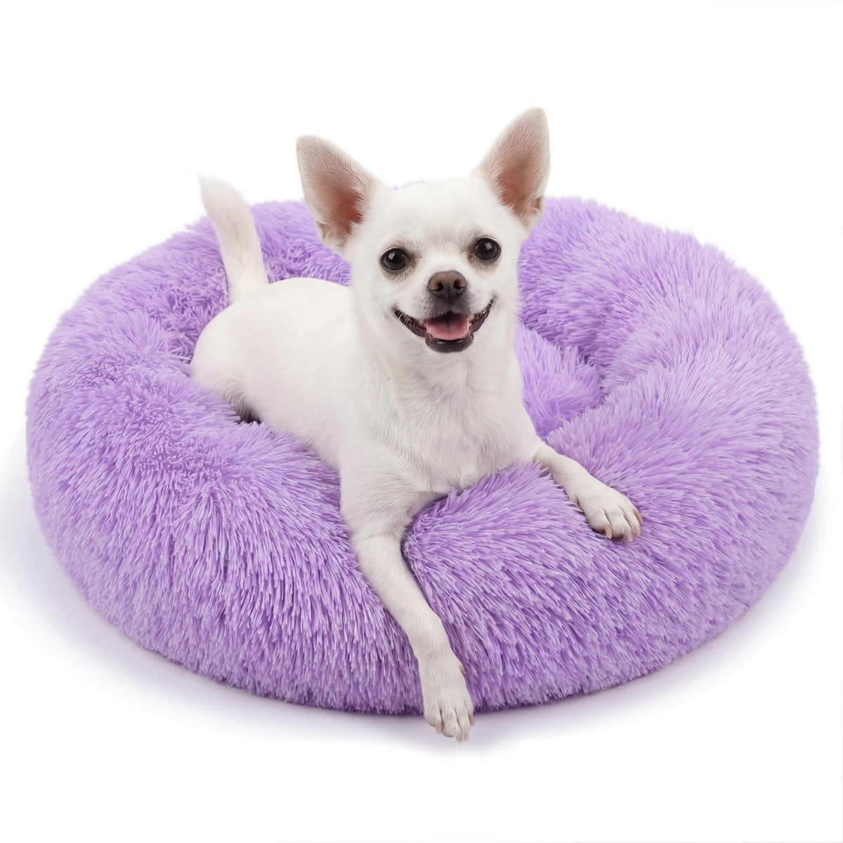 nononfish cama rosquilla calmante para perro pequeño, tela felpa suave