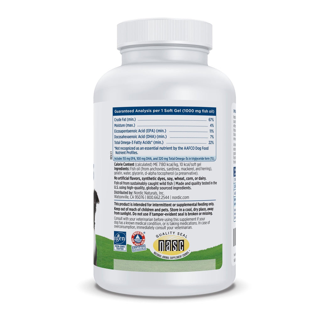 Nordic Naturals Omega-3 Pet, frascos de 180 para dosis diarias