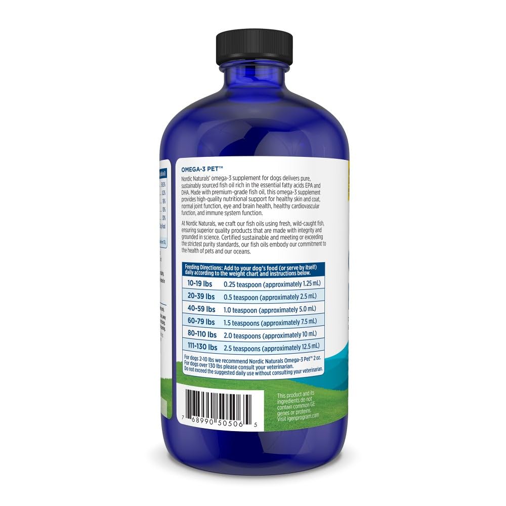 Nordic Naturals Omega-3 Pet, jarra clara sugiere pureza y calidad premium.