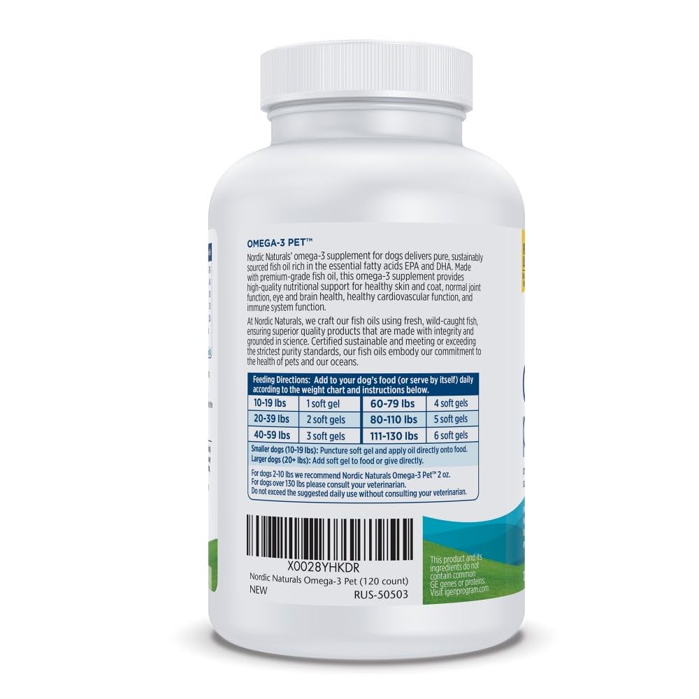 Nordic Naturals Omega-3 Pet, pelaje suave y piel sana en perros.