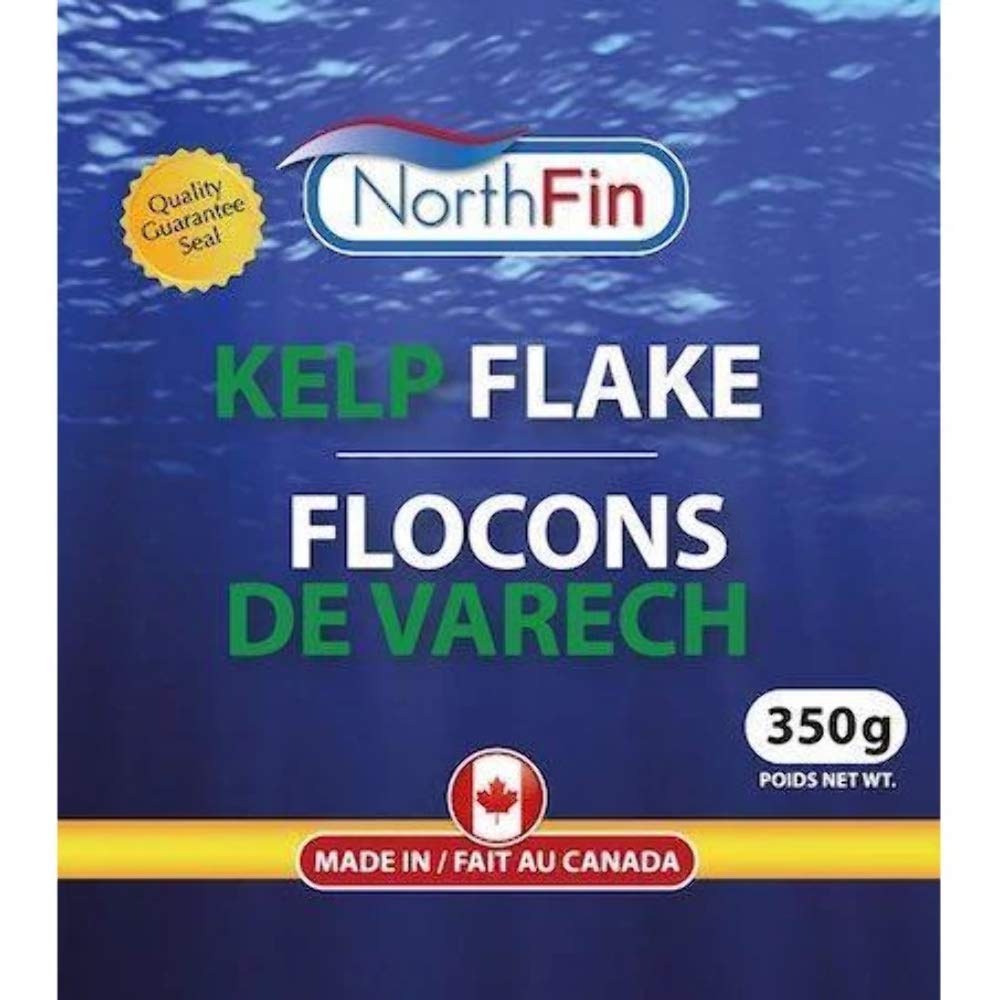 Northfin Kelp Flake en bote de 350 g ofrece nutrición equilibrada para peces herbívoros en acuario.