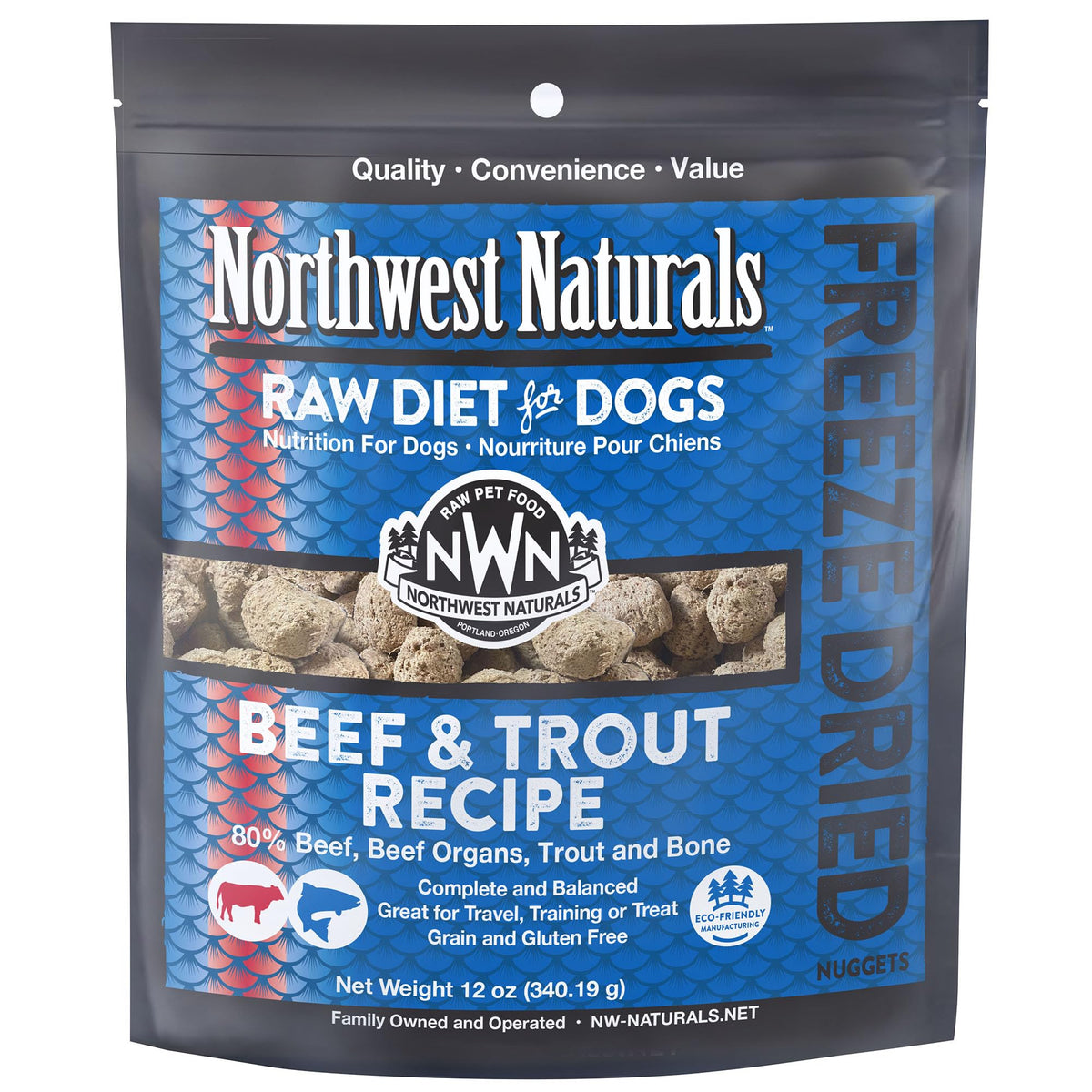 Northwest Naturals, bolsa res-trucha liofilizadas para perros, sabrosa y conveniente.