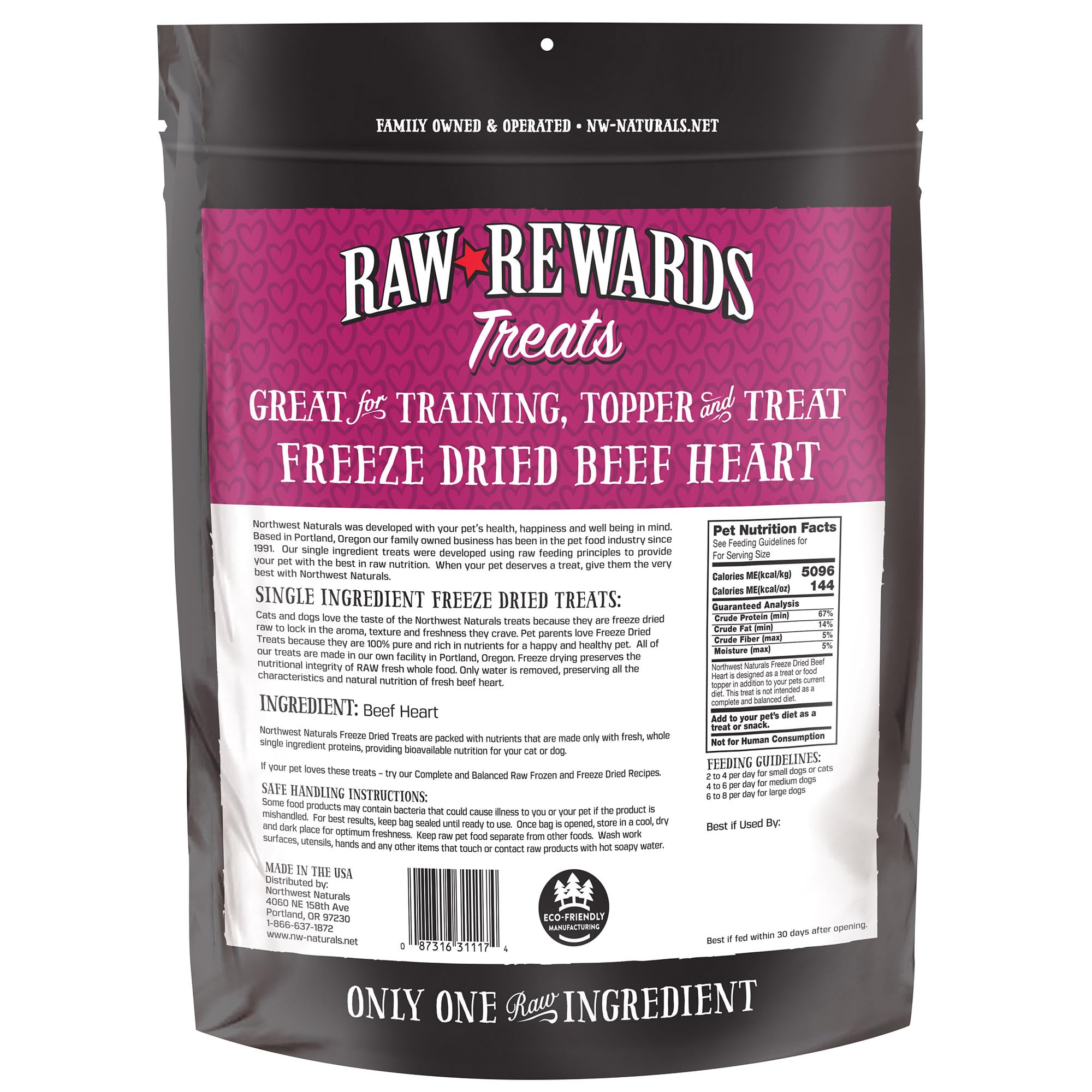 Northwest Naturals único ingrediente, snack simple para perros y gatos.