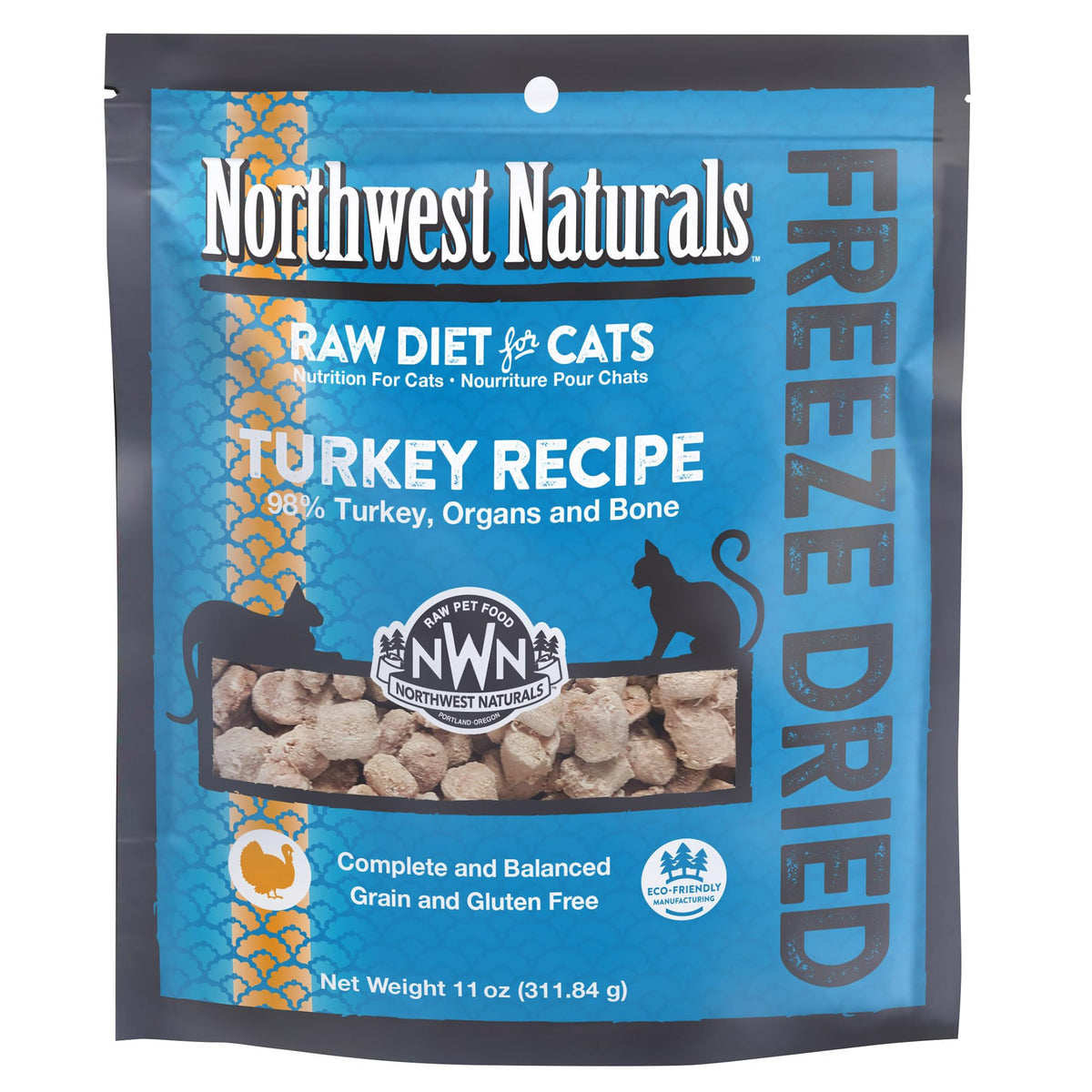 Northwest Naturals: bocados de pavo para gatos, tamaño pequeño para masticar fácilmente.