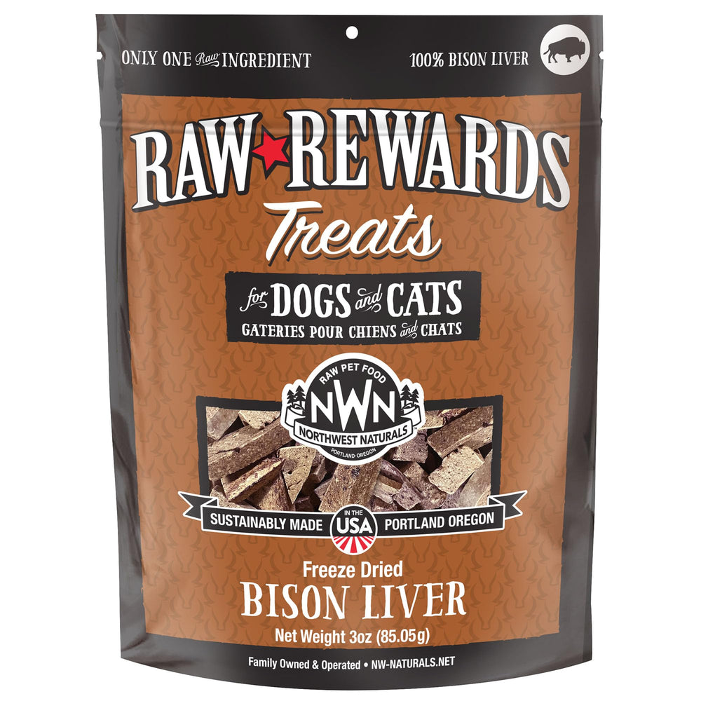 Northwest Naturals, premios crudo higado de bison trozos: sabrosos y nutritivos para perros y gatos