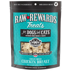 Northwest Naturals Recompensas crudo: trozos de pechuga de pollo, snack natural para perros y gatos.
