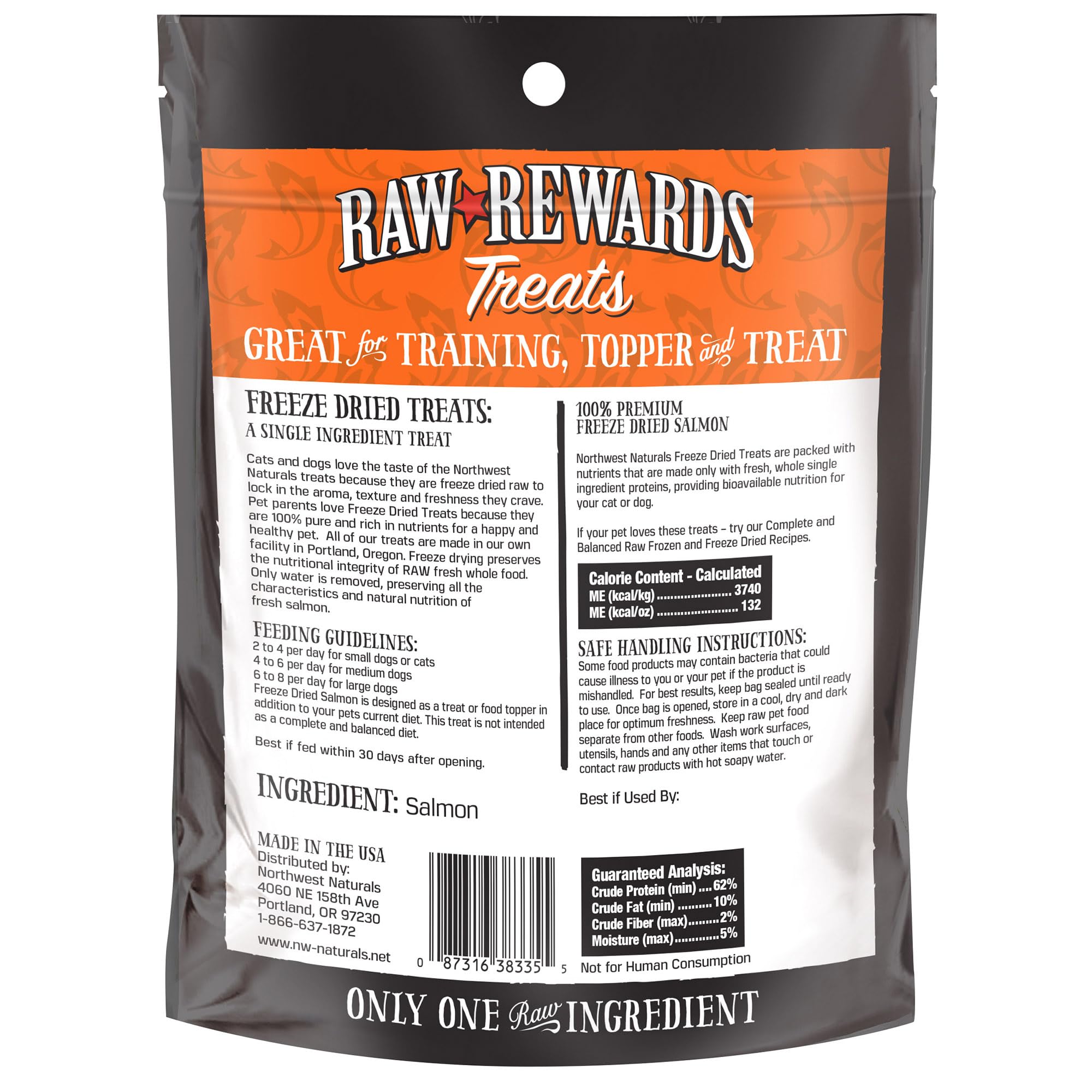 Northwest Naturals tentempié saludable para perros y gatos, fácil de compartir.