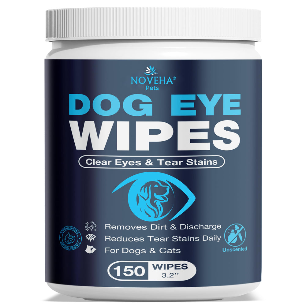 NOVEHA: toallitas ojos perros, paquete grande de 150 piezas para limpieza suave.