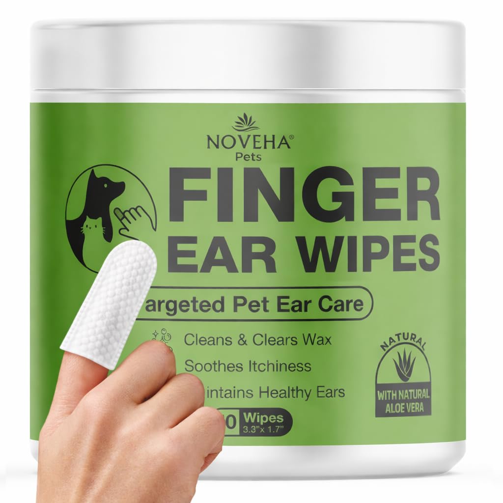 NOVEHA guante dedo para orejas de perro, limpieza precisa y suave.