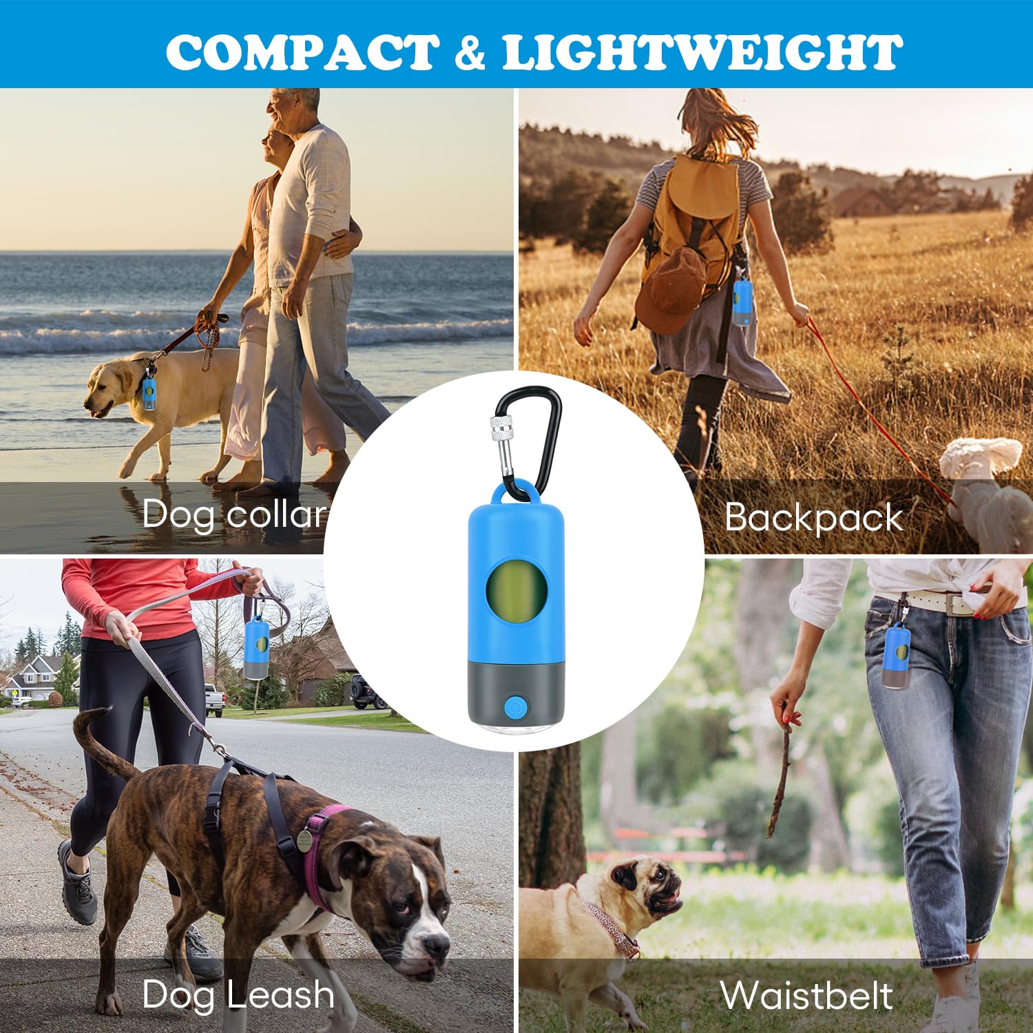 Novkin dispensador de bolsas para perro con enganche a la correa, práctico durante caminatas.
