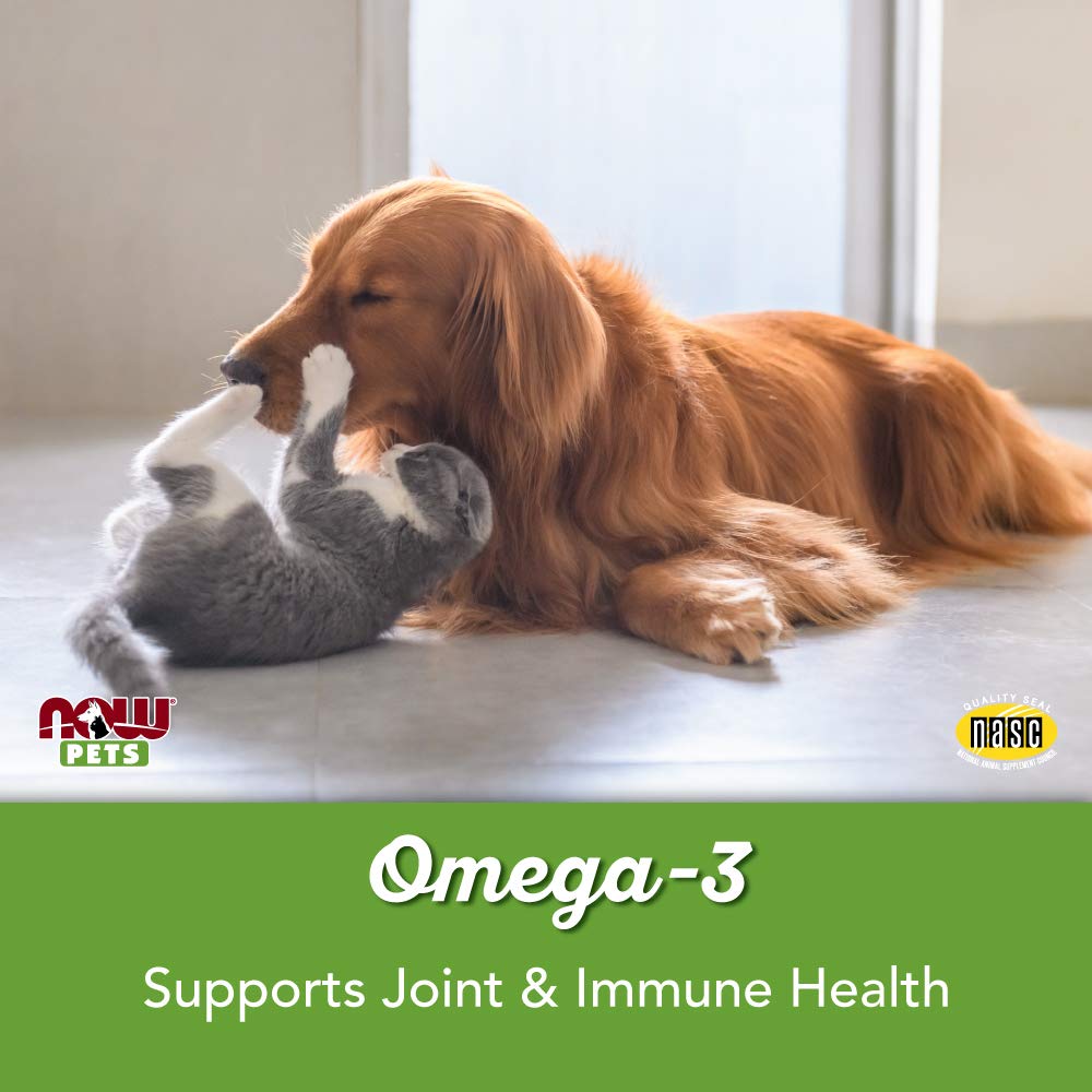 NOW Pets omega-3, fuente sostenible de anchoveta y sardina para ingredientes responsables.