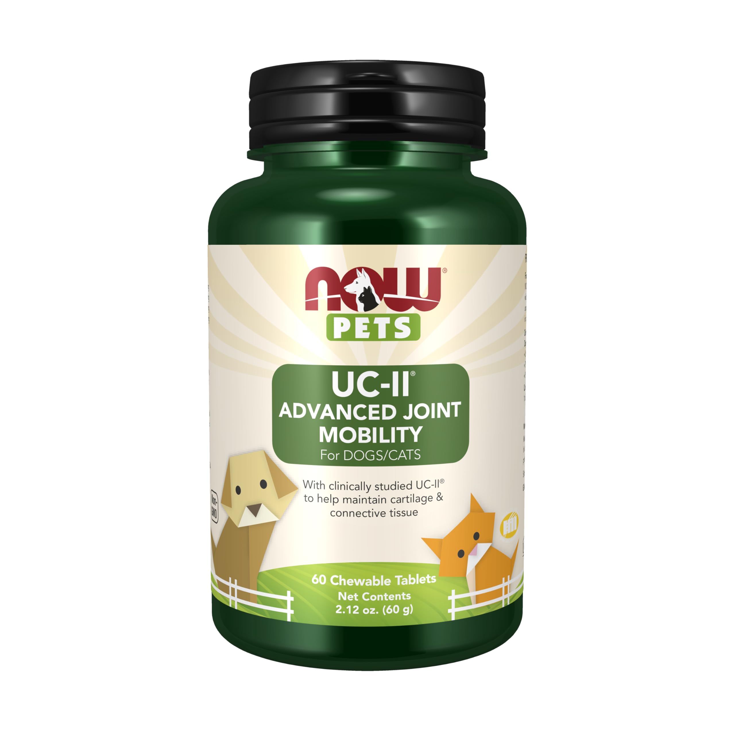 NOW Pets UC-II® envase con tabletas, apoyo a la movilidad articular diaria