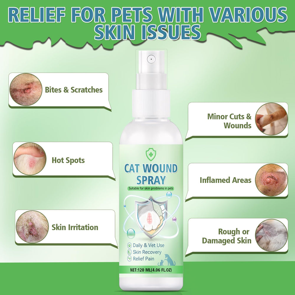 Nozerix aerosol para heridas de gato, aplicación en piel delicada para calma suave.