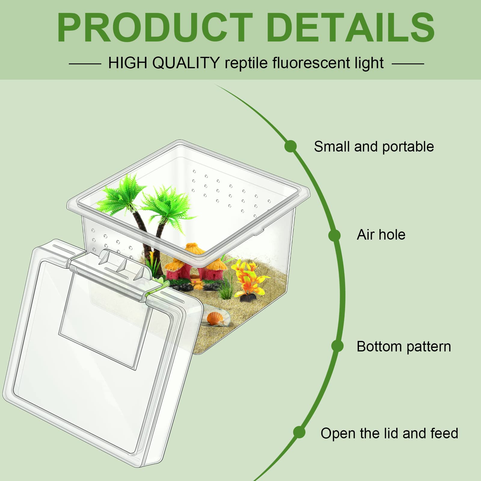 Nuanchu caja criadora para reptiles pequeños con tapa y ventilacion