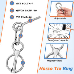 Nuenen broches para caballos en acero inoxidable, sujeción fiable para entrenamiento.