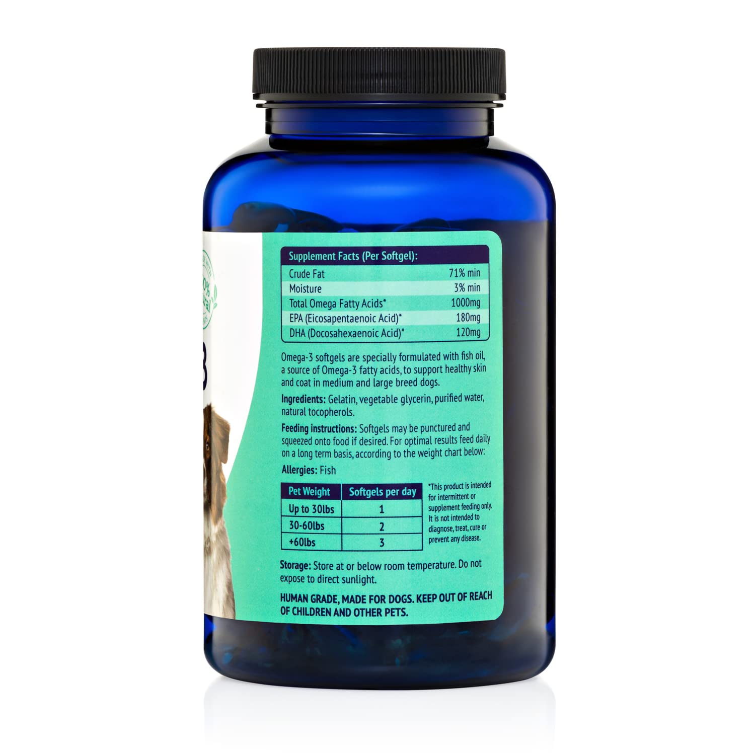 Embalaje con información clara sobre EPA y DHA de NuLife Omega 3.